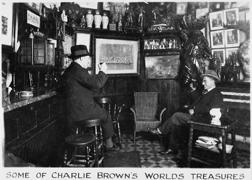 Charlie Brown's pub showing curiosities brought back by sailors